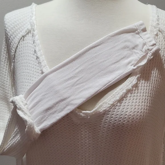 We The Free Free People Womens Extra Small Bohemian Casual V-Neck Waffle Top - Picture 4 of 12